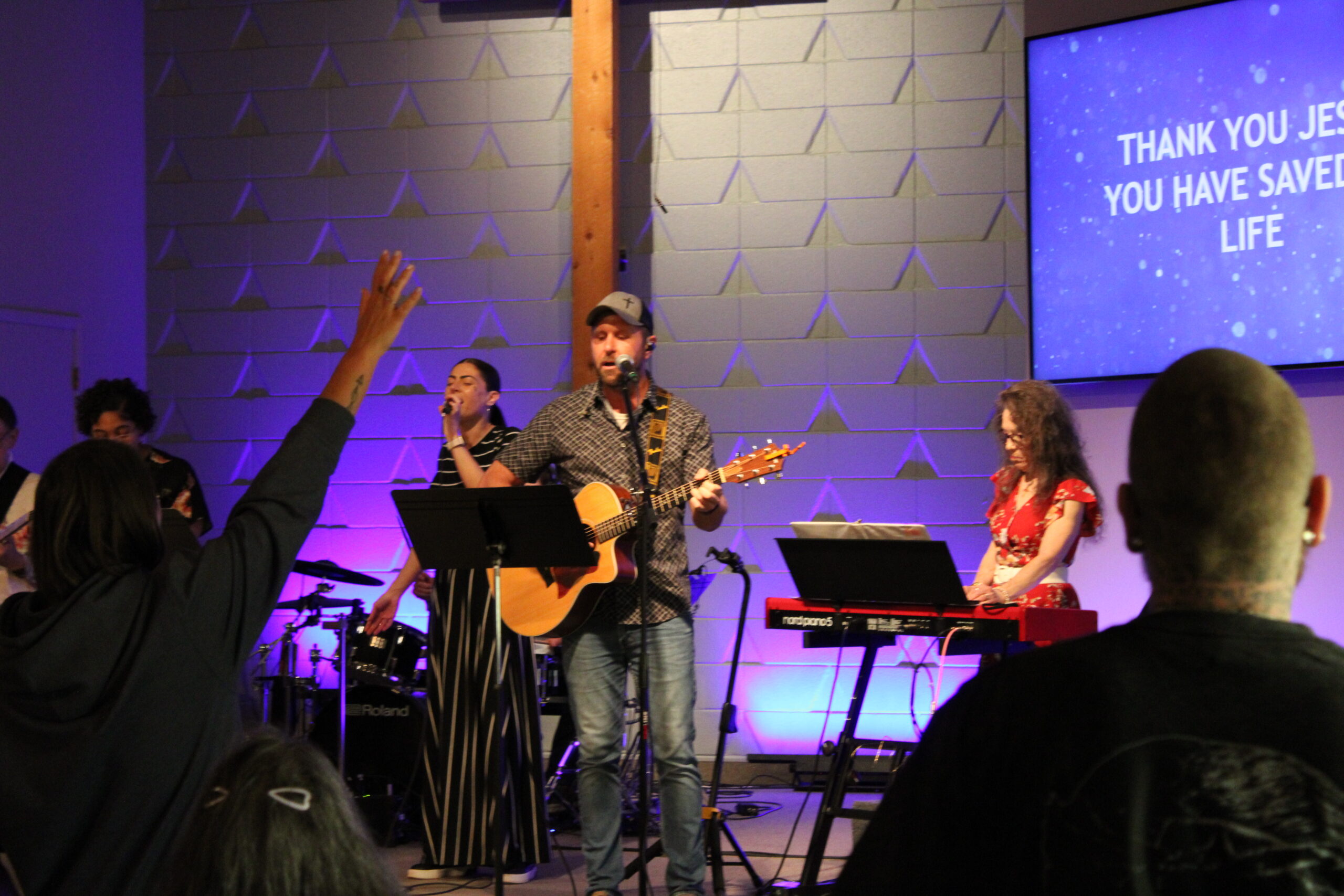 Worship team leading contemporary worship at Riverview Church